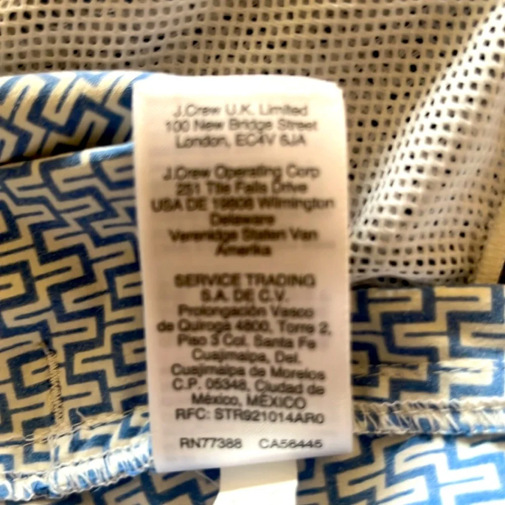J Crew Swim Shorts Blue and White Geometric print size 32
